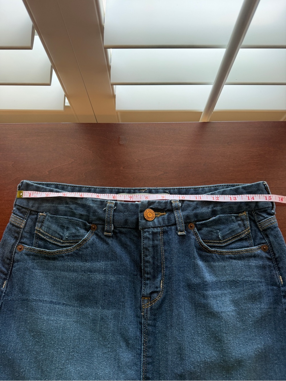 GAP Dark Blue Denim Skirt with Branded Button - Picture 7 of 9